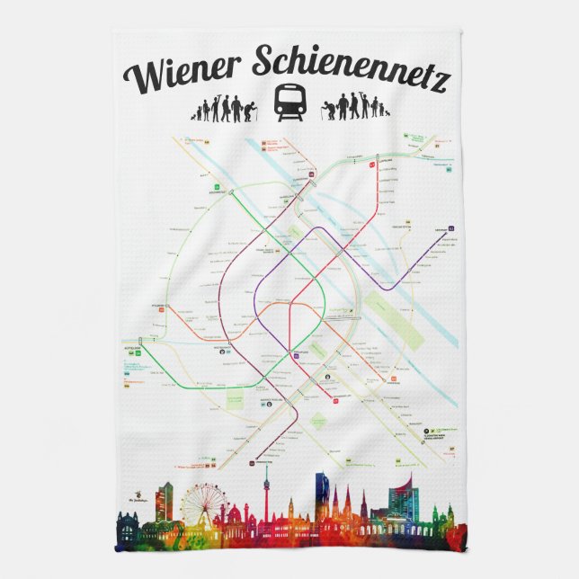 " Austria: 2021/today - Vienna rail network Kitchen Towel (Vertical)