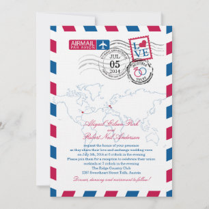 Austria Airmail Heart Wedding Invitation