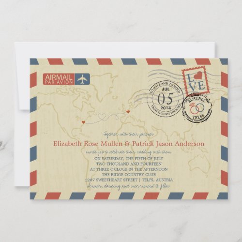 Austria Airmail Wedding Invitation