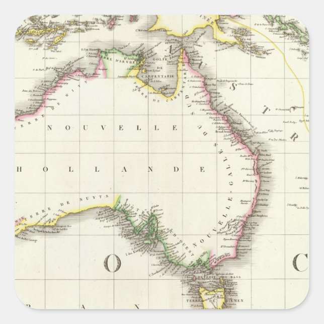 Austria and Indonesia Engraved Map Square Sticker (Front)