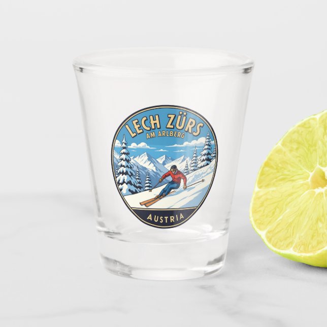 Austria Arlberg Skier Skiing Shot Glass (Front)