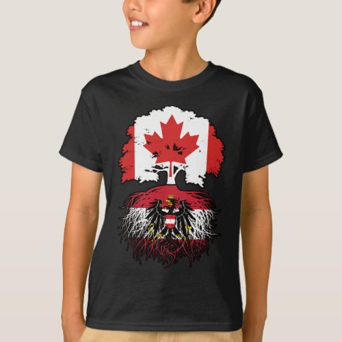 Austria Austrian Canadian Canada Tree Roots Flag T_Shirt