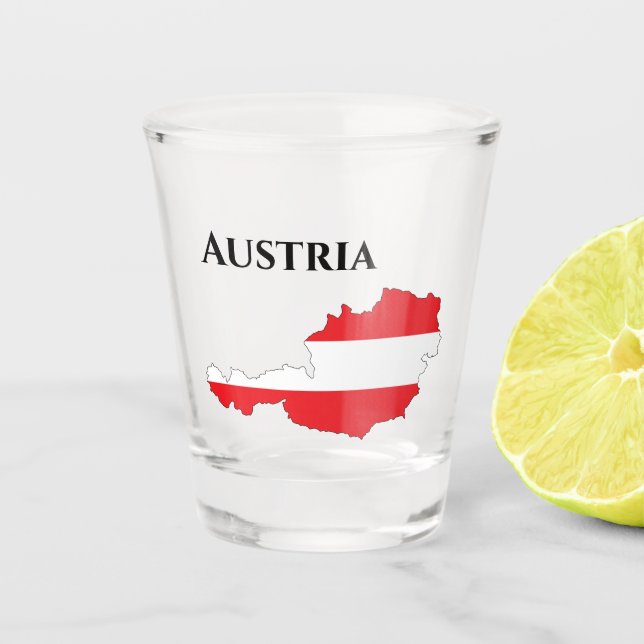 Austria Austrian Flag Map Shot Glass (Front)
