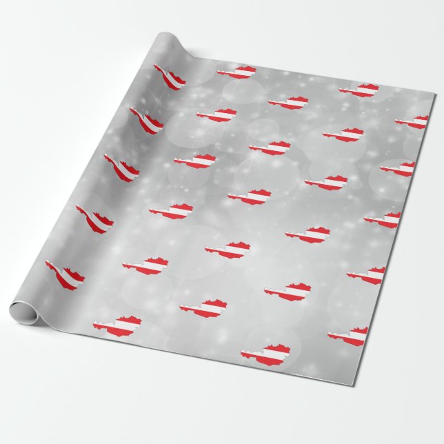 Austria Austrian Flag Map Wrapping Paper (Unrolled)