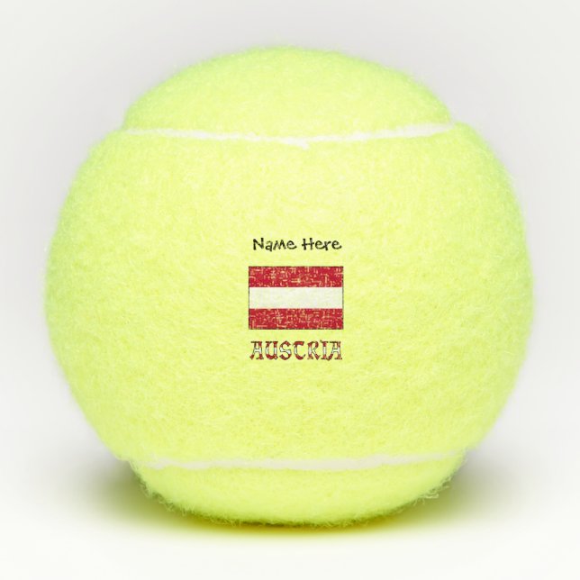 Austria Austrian Flag Personalized Name  Tennis Balls (Front)