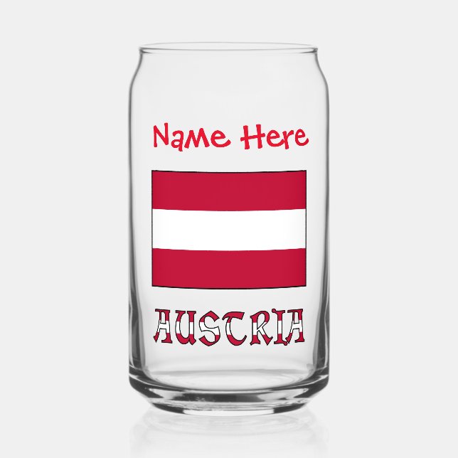 Austria Austrian Flag Red Personalization Can Glass (Front)