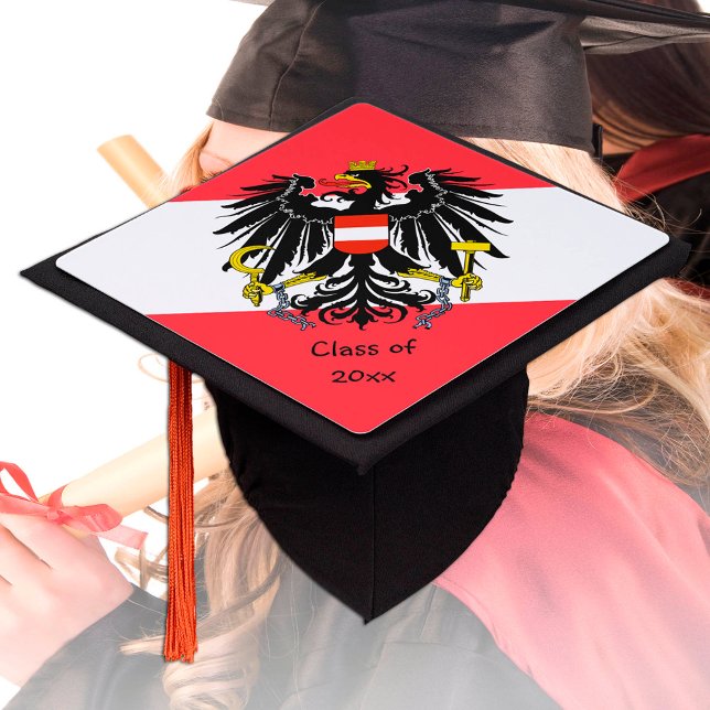 Austria & Austrian Flag - Students / University Graduation Cap Topper (Creator Uploaded)