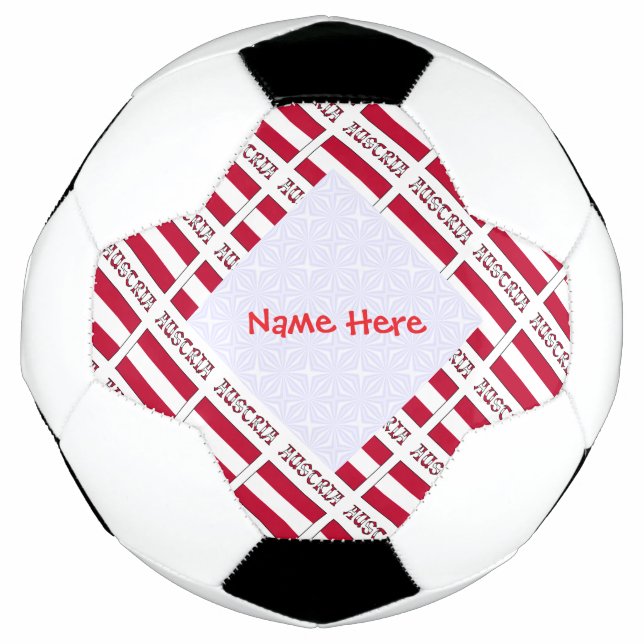 Austria Austrian Flag Tiled Red Personalized Soccer Ball (Front)