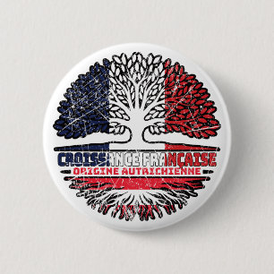Austria Austrian French France Tree Roots Flag Button