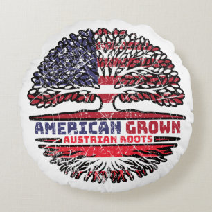 Austria Austrian US American USA United States Round Pillow