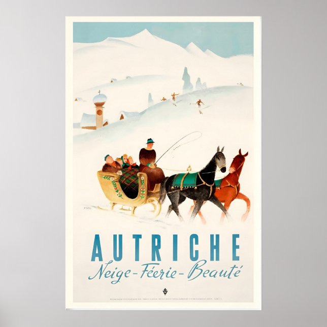 Austria Autriche Vintage Ski Poster - Framed Print (Front)