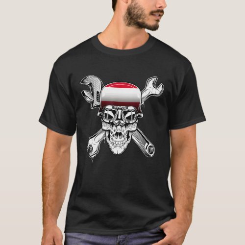 Austria Biker Skull Motorcycle Flag T_Shirt