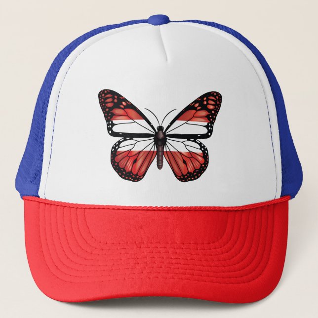 Austria Butterfly Monarque Flag Trucker Hat (Front)