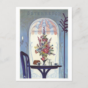 Austria Cafe Travel Poster Postcard