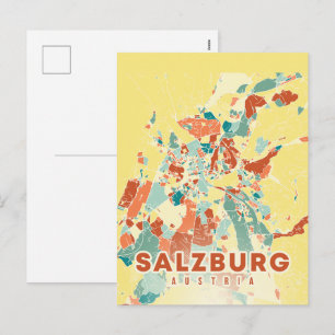 Austria capital salzburg map holiday postcard