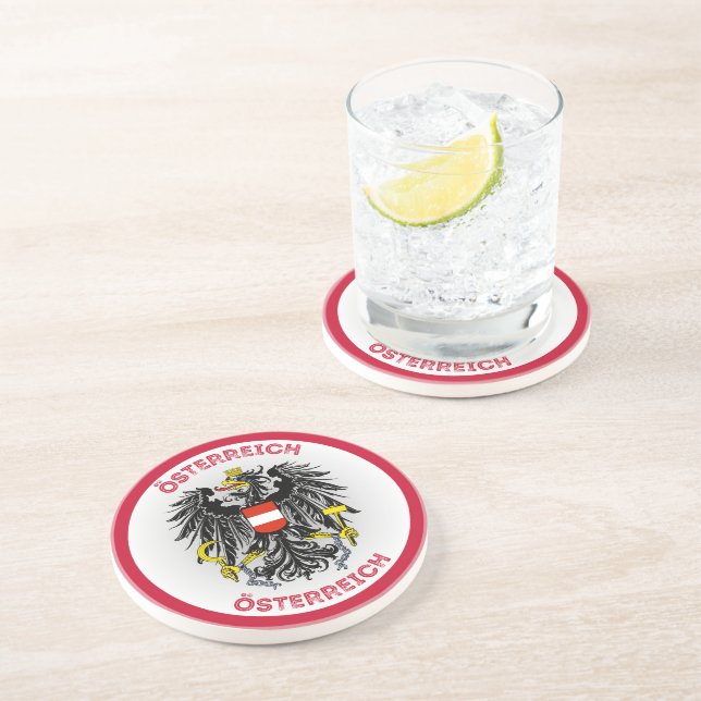 Austria Coat of Arms Circle Shape  Coaster (Side)