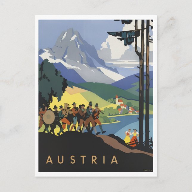 Austria Colorful Retro Inspired Postcard (Front)