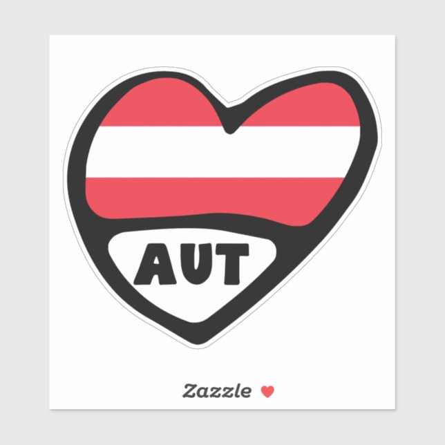 Austria Country Code Flag Heart AUT Sticker (Sheet)