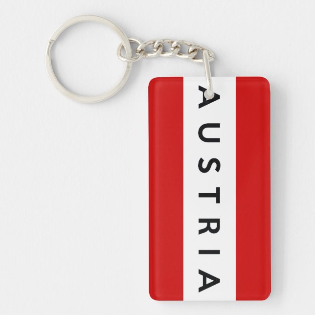 austria country flag symbol name text keychain (Front)