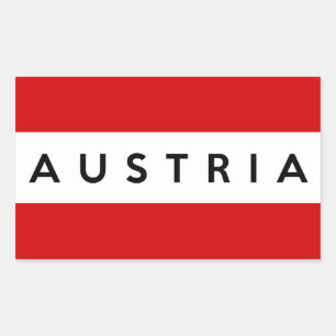 austria country flag symbol name text rectangular sticker