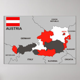 austria country political map flag poster