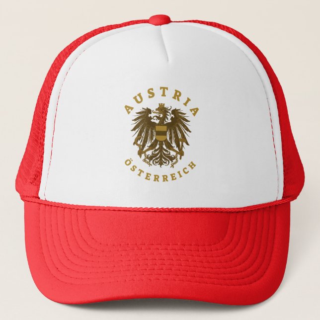 Austria Faux Gold Coat of Arms Trucker Hat (Front)