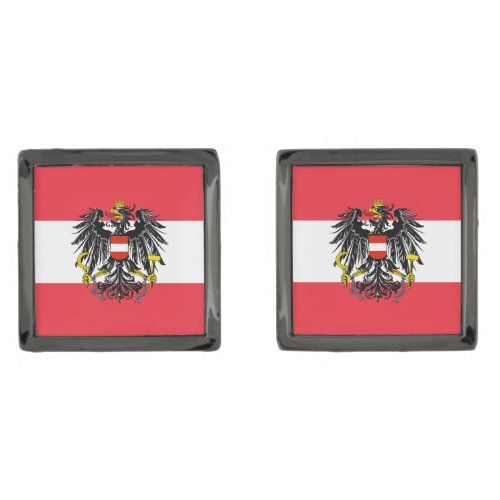 Austria Flag and Coat Of Arms Patriotic Cufflinks