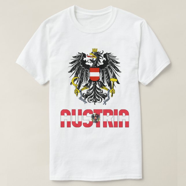 Austria Flag and Coat Of Arms Patriotic T-Shirt (Design Front)