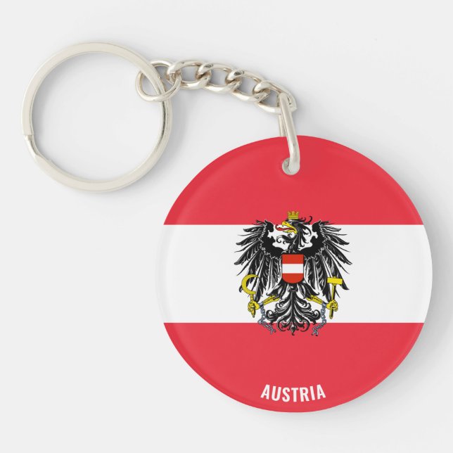 Austria Flag Charming Patriotic Keychain (Front)