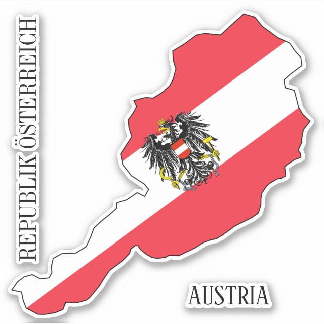 Austria Flag Charming Patriotic Map Sticker (Front)
