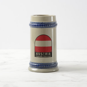 Austria Flag Emblem Distressed Vintage Beer Stein