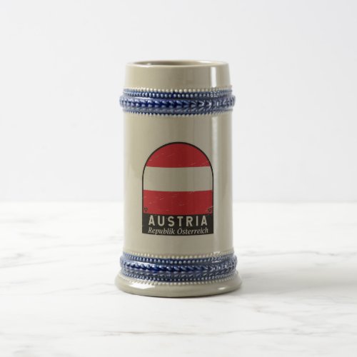 Austria Flag Emblem Distressed Vintage  Beer Stein