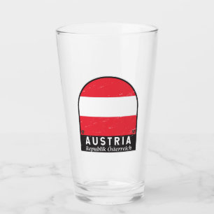 Austria Flag Emblem Distressed Vintage Glass