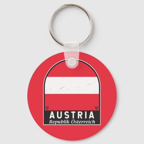 Austria Flag Emblem Distressed Vintage  Keychain