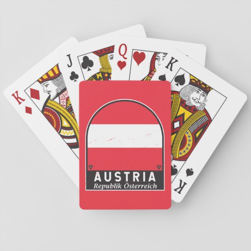 Austria Flag Emblem Distressed Vintage  Poker Cards