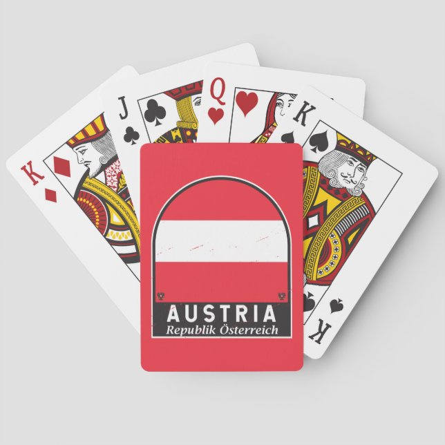 Austria Flag Emblem Distressed Vintage  Poker Cards (Back)