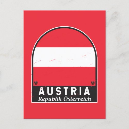 Austria Flag Emblem Distressed Vintage Postcard