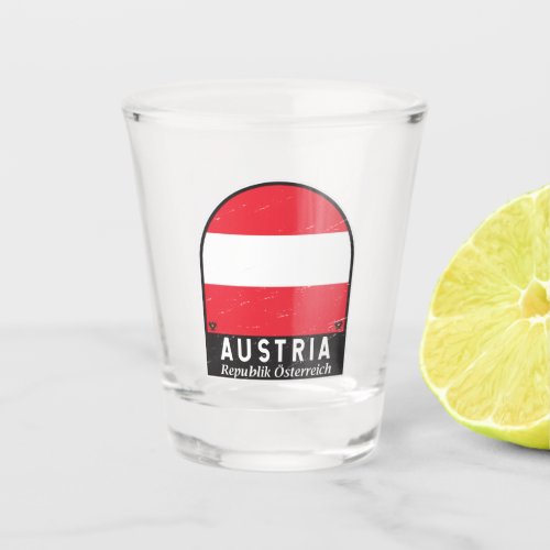 Austria Flag Emblem Distressed Vintage Shot Glass