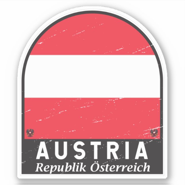 Austria Flag Emblem Distressed Vintage Sticker (Front)