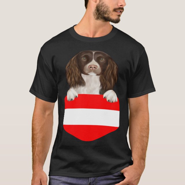Austria Flag English Springer Spaniel Dog In Pocke T-Shirt (Front)