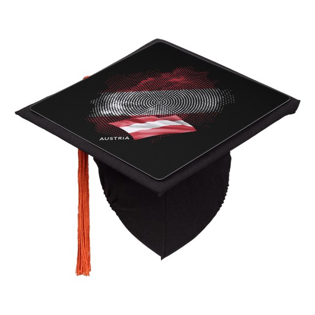 Austria flag graduation cap topper (Angled)