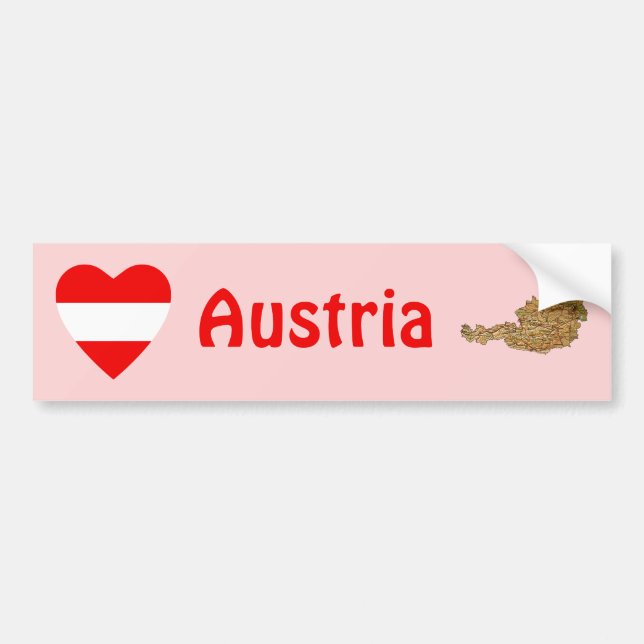 Austria Flag Heart + Map Bumper Sticker (Front)