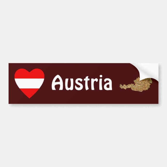 Austria Flag Heart + Map Bumper Sticker (Front)