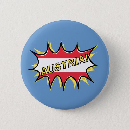 Austria Flag Kapow Comic Style Star Pinback Button