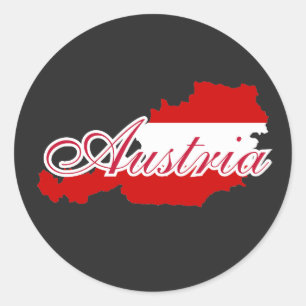 Austria flag map classic round sticker