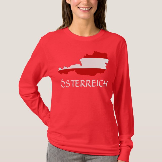 Austria Flag Map "Österreich" Long Sleeve T-Shirt (Front)