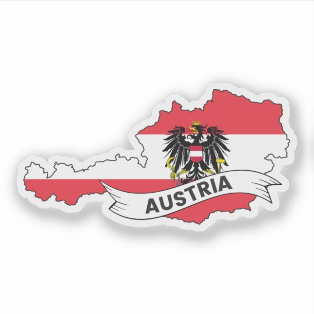 Austria Flag Map Sticker (Front)