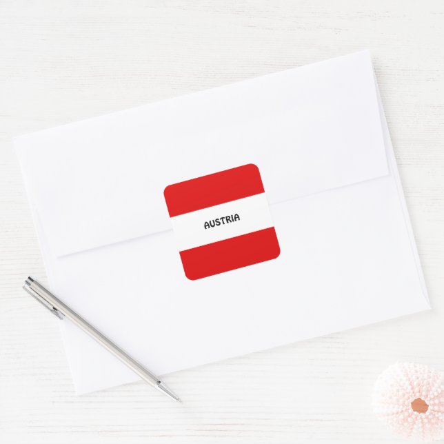 AUSTRIA: Flag of Austria Square Sticker (Envelope)