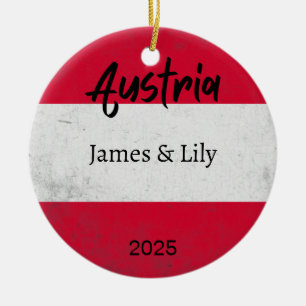 Austria Flag Ornament, Personalized Austria Ceramic Ornament