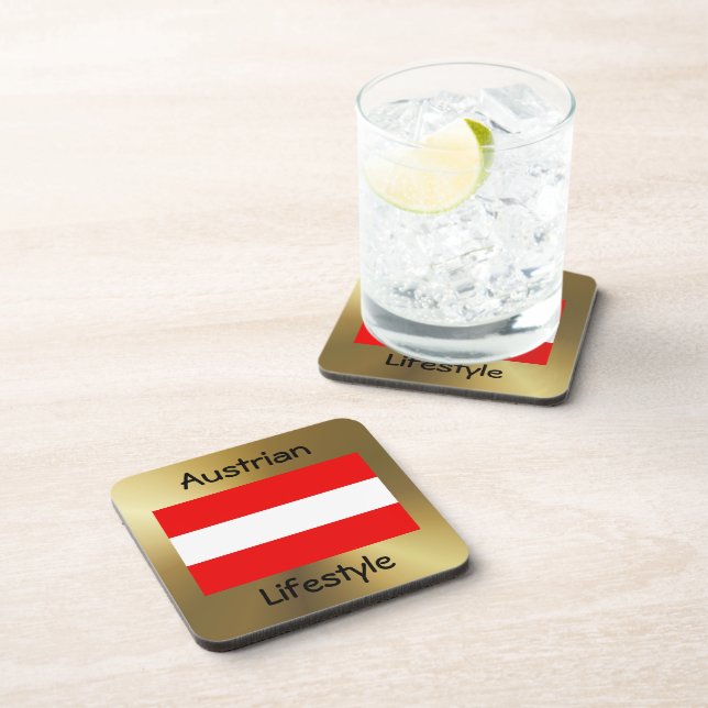 Austria Flag+Text Coaster (Right Side)